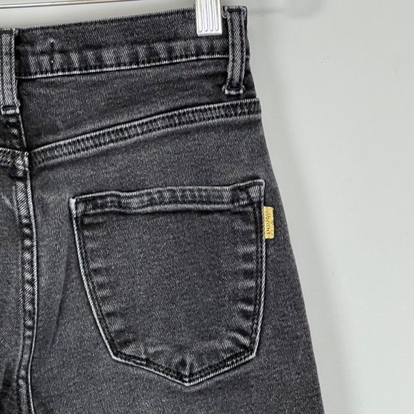 Vibrant MIU Womens Busted Mom Jeans Black Distressed Ripped Cropped size 25 - Picture 10 of 14